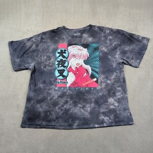 Inuyasha Y2K Dog Demon Anime Graphic Tee XXL Gray Tie Dye Cotton T-Shirt
